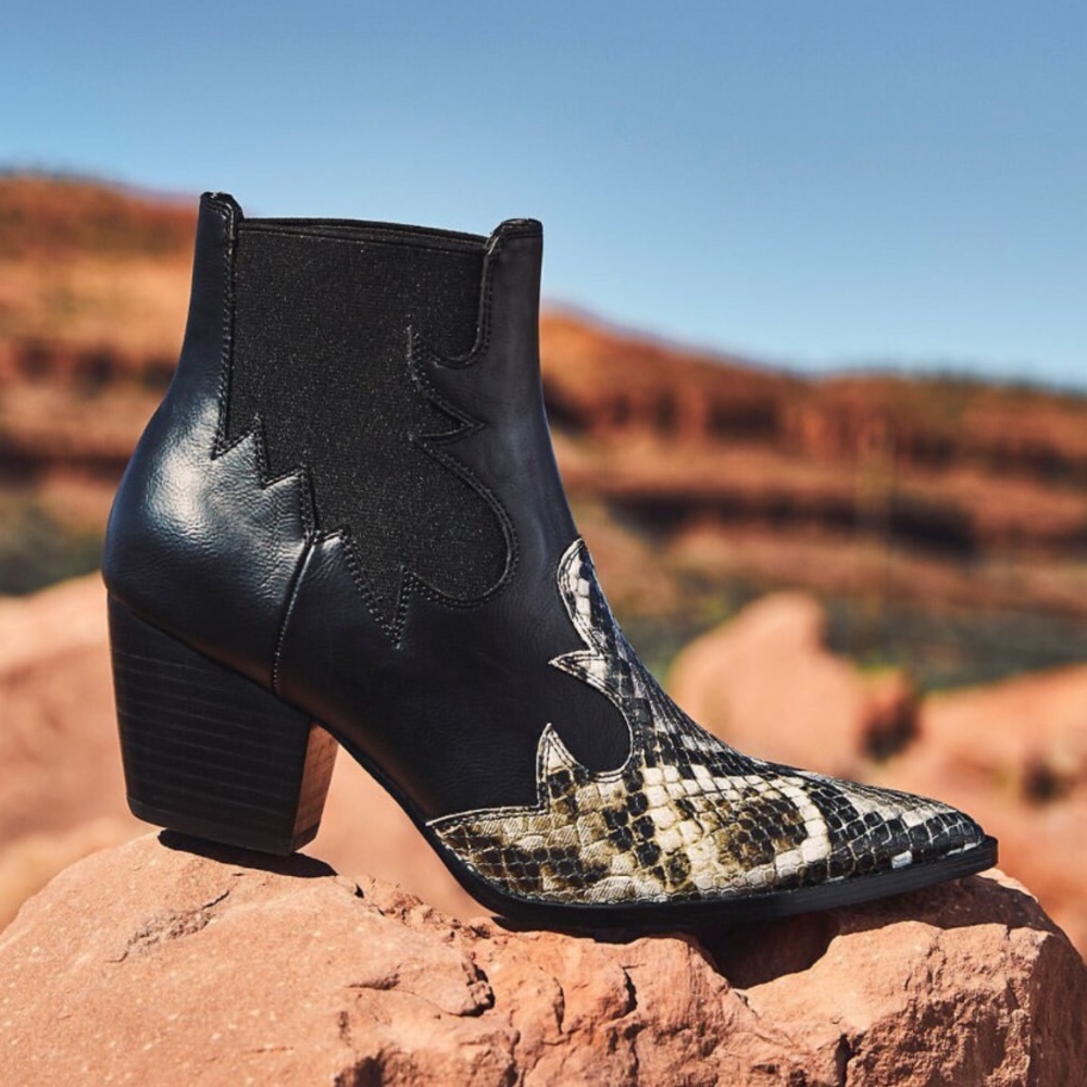 Coconuts by Matisse snake print western booties